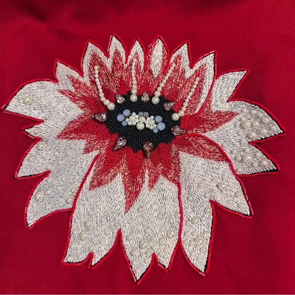 Osman London Red XS Ostrich Feather Trim Robe - Picture 6 of 8